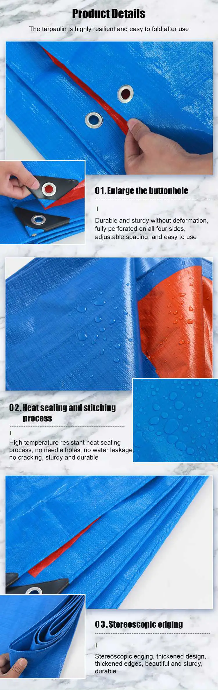 180g Dark Blue Silver PE Tarpaulin